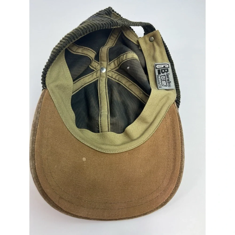 Goorin Bros Corduroy Hat Strapback Green Brown Vintage Made In USA